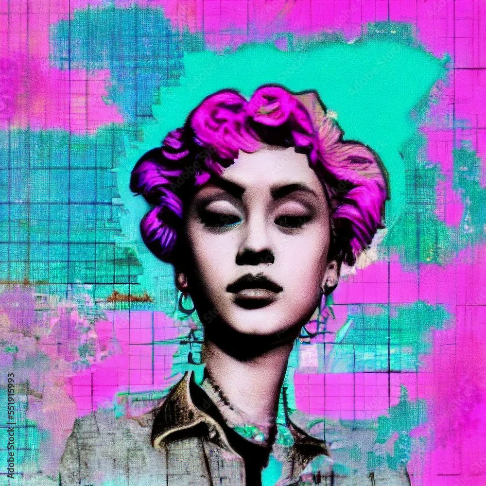 AI- Generated Vaporwave Abstract Portrait AI- Generated Vaporwave Abstract Portrait