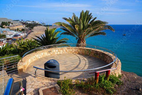 Lookout platform overlooking the Playa del Matorral (Matorral Beach) in the resort town of Morro Jable in the south of Fuerteventura in the Canary Islands, Spain photo