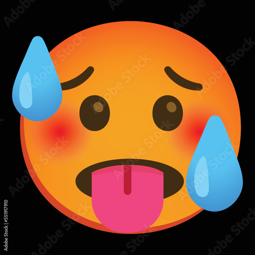 Hot face vector sign. High temperature label sticker design. 