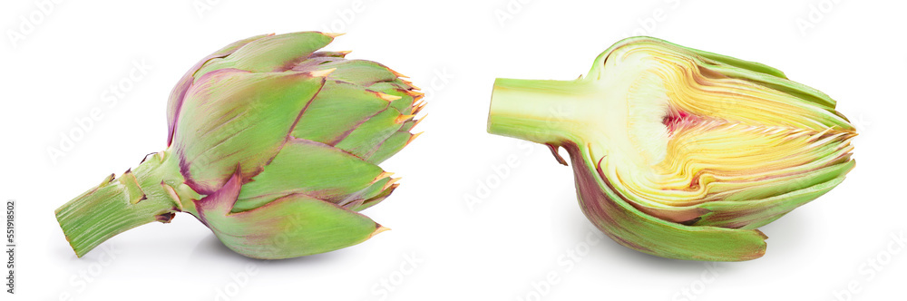 Fototapeta premium Fresh Artichokes isolated on white background closeup