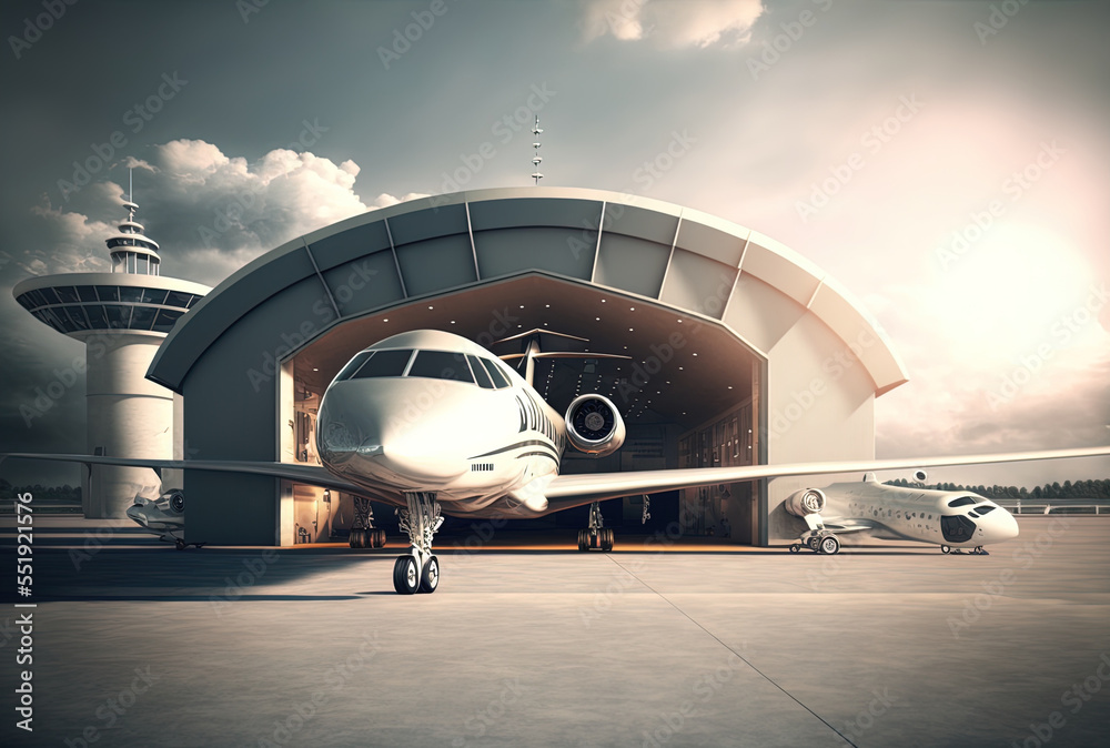 Fototapeta premium Private luxury aircraft at the terminal. Generative AI