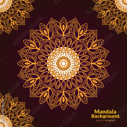 Luxury ornamental mandala design background in gold color, illustration, Vector mandala clip art for card, print, packing, poster, tattoo in yoga style, Pink, gold, decorative
