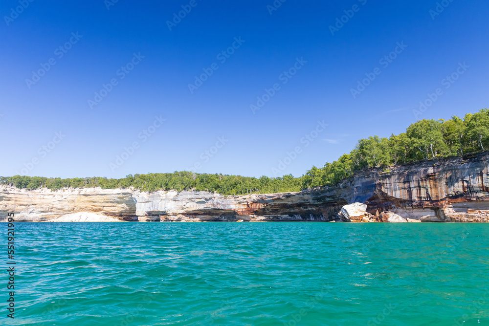 Natural arches and sea caves along Lake Superior at Pictured Rocks