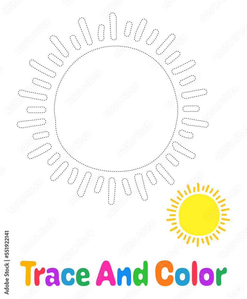 Fototapeta premium Coloring page with Sun for kids