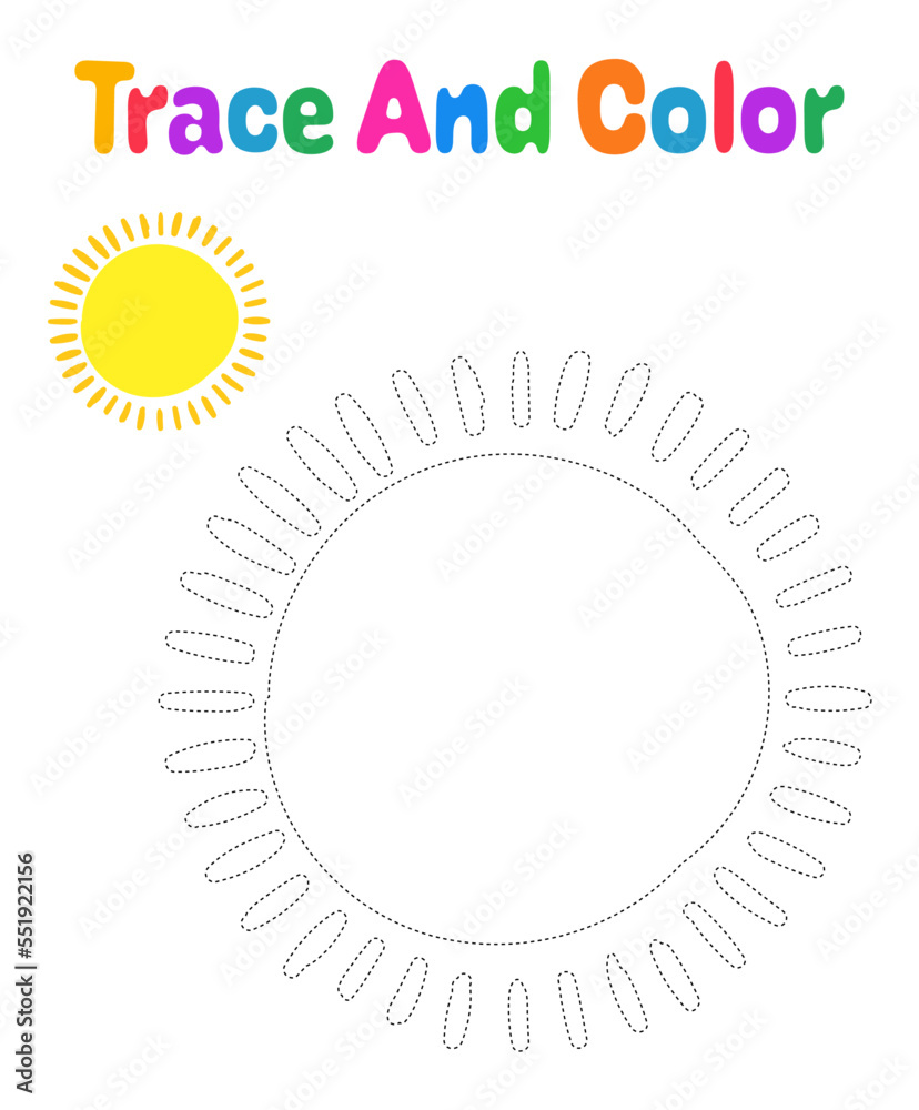 Fototapeta premium Coloring page with Sun for kids