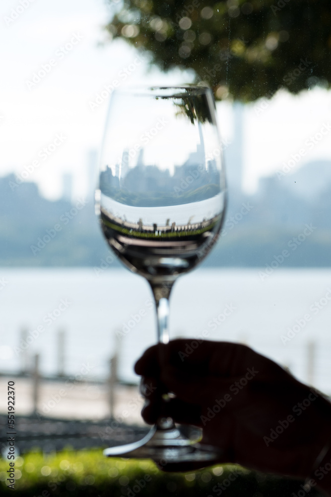 View through wine glass 