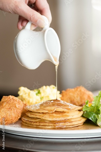 pancakes and syrup