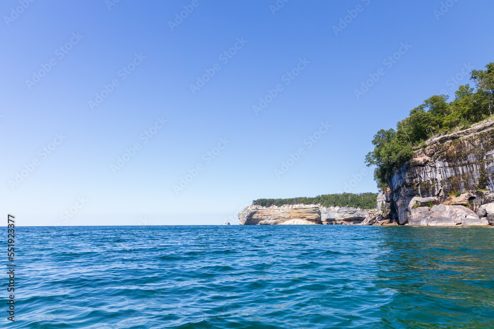 Natural arches and sea caves along Lake Superior at Pictured Rocks National Lakeshore