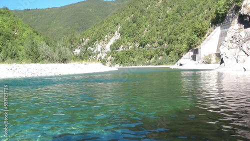 The waters of the Trebbia river in Marsaglia (Italy)