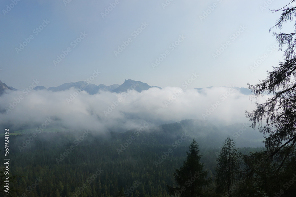 The view from the trekking route to Sarstein mountain, Upper Austria region