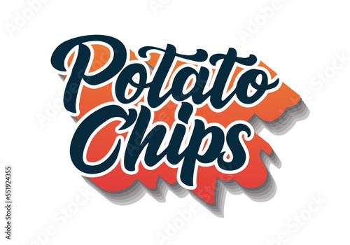 Crunchy crispy text, lettering quote hand drawn creative concept for your business. Chips modern style, product. Vector illustration