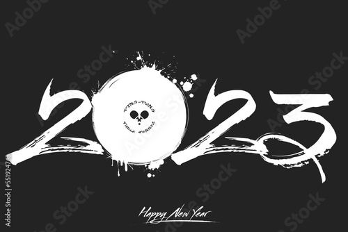 Happy New Year 2023 and ping-pong ball
