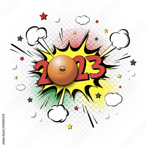 Happy New Year 2023 and ping-pong ball