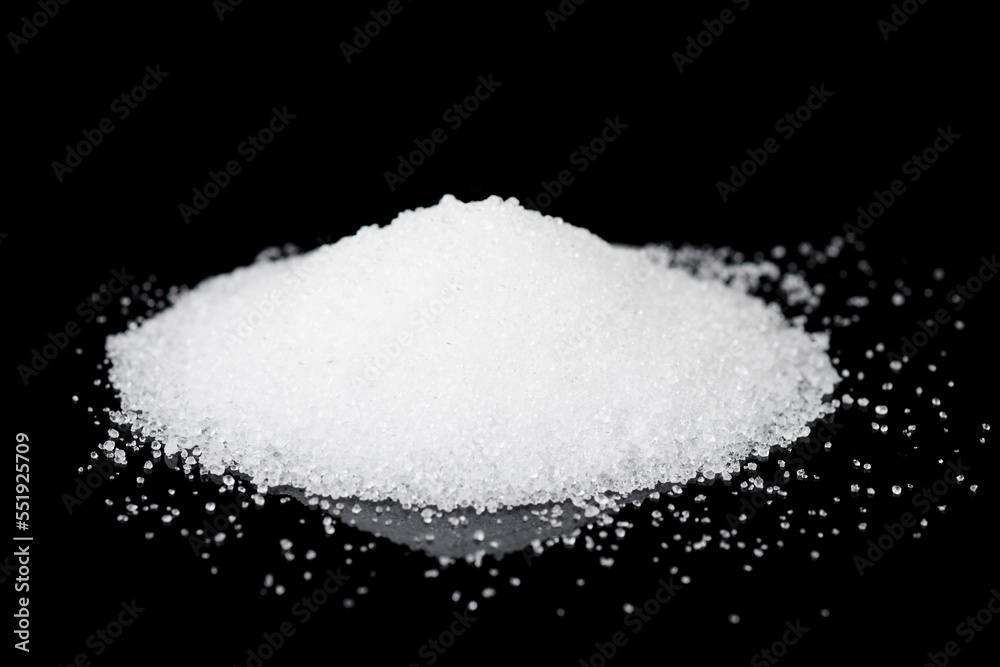 Food quality citric acid E330 isolated on black