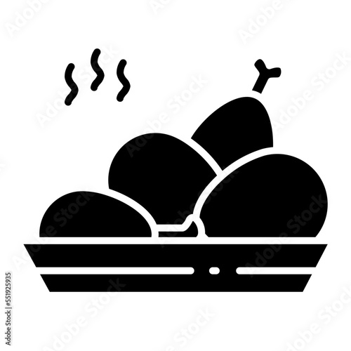 Illustration of Fried Chicken on Plate design Icon