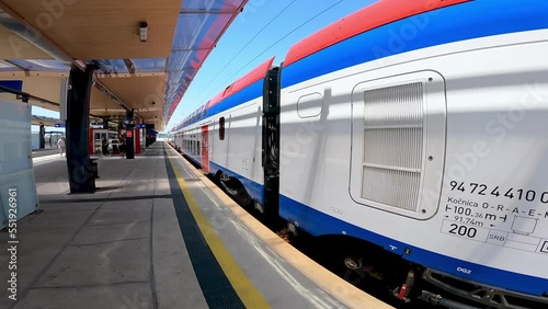 The Falcon train or Soko in Serbian, at train station in Novi Sad, Serbia.