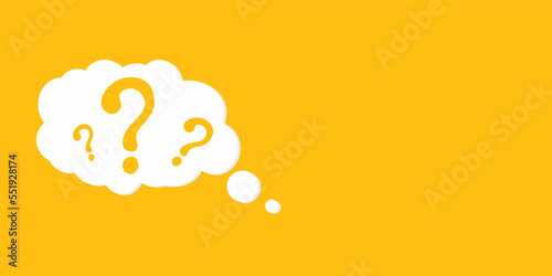 Question banner illustration. Speech bubble with Question icons in copy space for text. Vector illustration eps 10