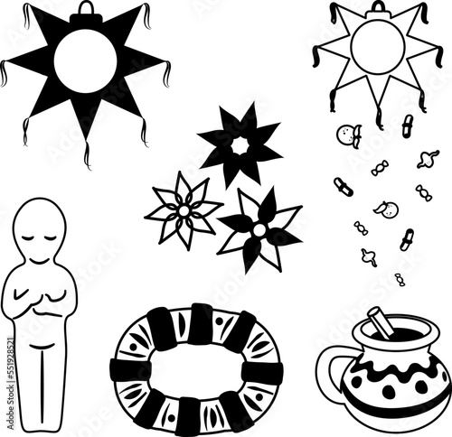 Iconos posadas y día de reyes. México, tradición católica.