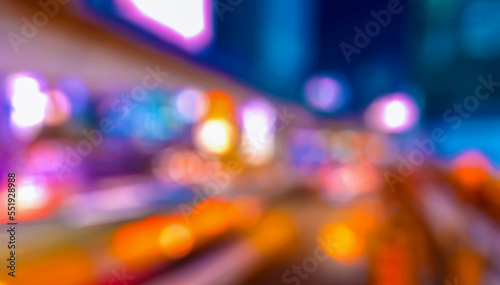 Abstract blurred night cityscape bokeh lights background in Japan
