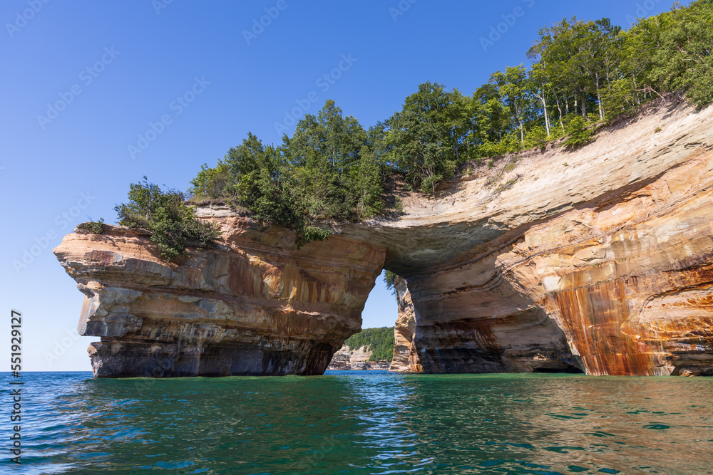 Lover's Leap rock arch in Lake Superior at Pictured Rocks National Lakeshore, Upper Peninsula, Michigan, USA