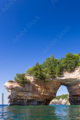 Lover's Leap rock arch in Lake Superior at Pictured Rocks National Lakeshore, Upper Peninsula, Michigan, USA
