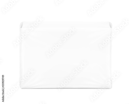 High realistic plastic bag mockup. Vector illustration isolated on white background. Perfect for promoting your design. Suite for the presentation of pads, diaper, wet wipes, foods, household.