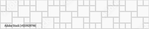 White multi pinwheel tile horizontal background. Bathroom, shower or toilet floor decoration. Sidewalk texture. Kitchen backsplash mosaic surface. Stone or ceramic brick wall. Vector flat illustration