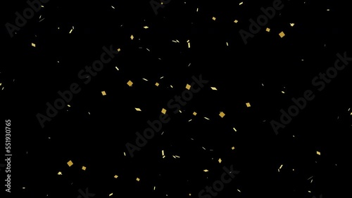 Gold Glitter Elements. Realistic Gold color Confetti with QuickTime. 