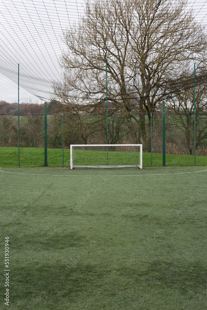 An empty football pitch in Scotland on a winter's day