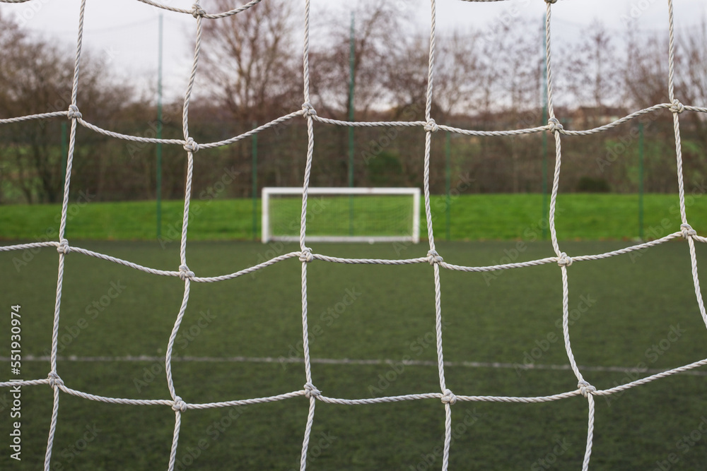 Fototapeta premium An empty football pitch in Scotland on a winter's day