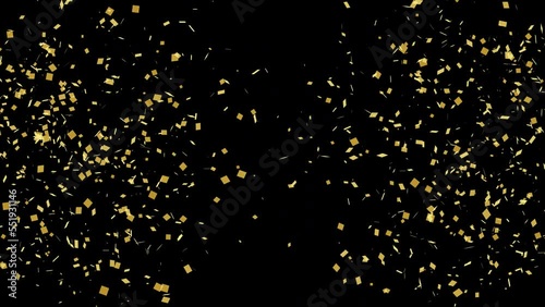 Gold Glitter Elements. Realistic Gold color Confetti with QuickTime. 