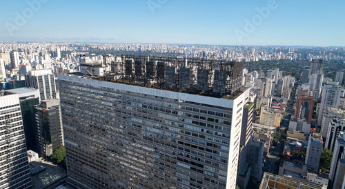 Aerial view of Jardim Paulista,  Jardins, Itaim Bibi and Ibirapuera neighborhoods from Avenida Paulista, near the Conjunto Nacional building. Sao Paulo city, Brazil. photo