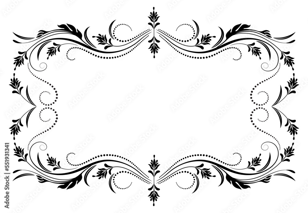 Decorative retro frame with floral ornament and border in  luxurious victorian style for decor booklet cover, invitation, congratulations or presentation