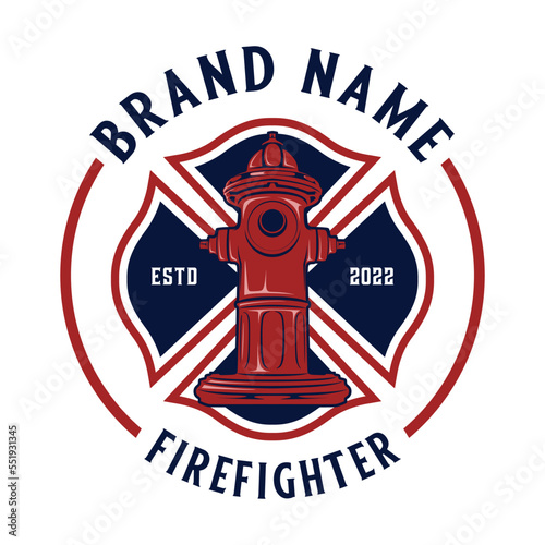 Classic Firefighter logo vector design.