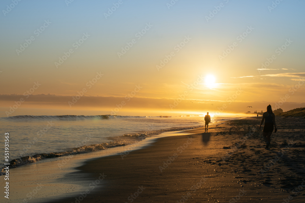 Papamoa beach into morning sun