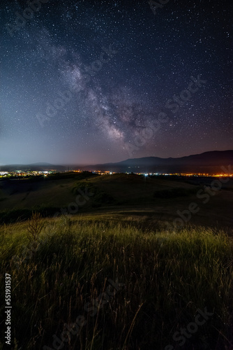 Milky way over the field