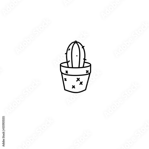 illustration vector graphic of mini cactus line art perfect for logos, icons, designs, posters, flyers, advertisements, and drawing books 