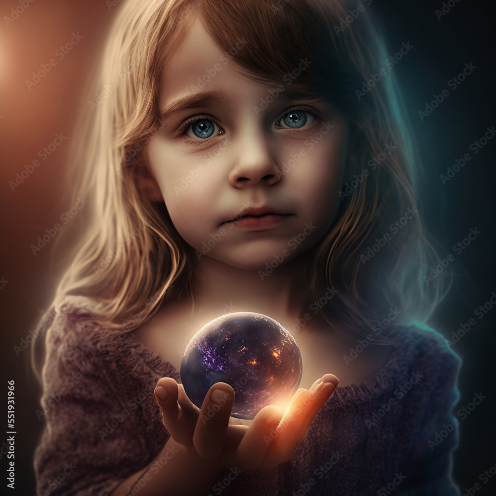 Naklejka premium Girl holding earth in her hand - global warming, environment, Climate change
