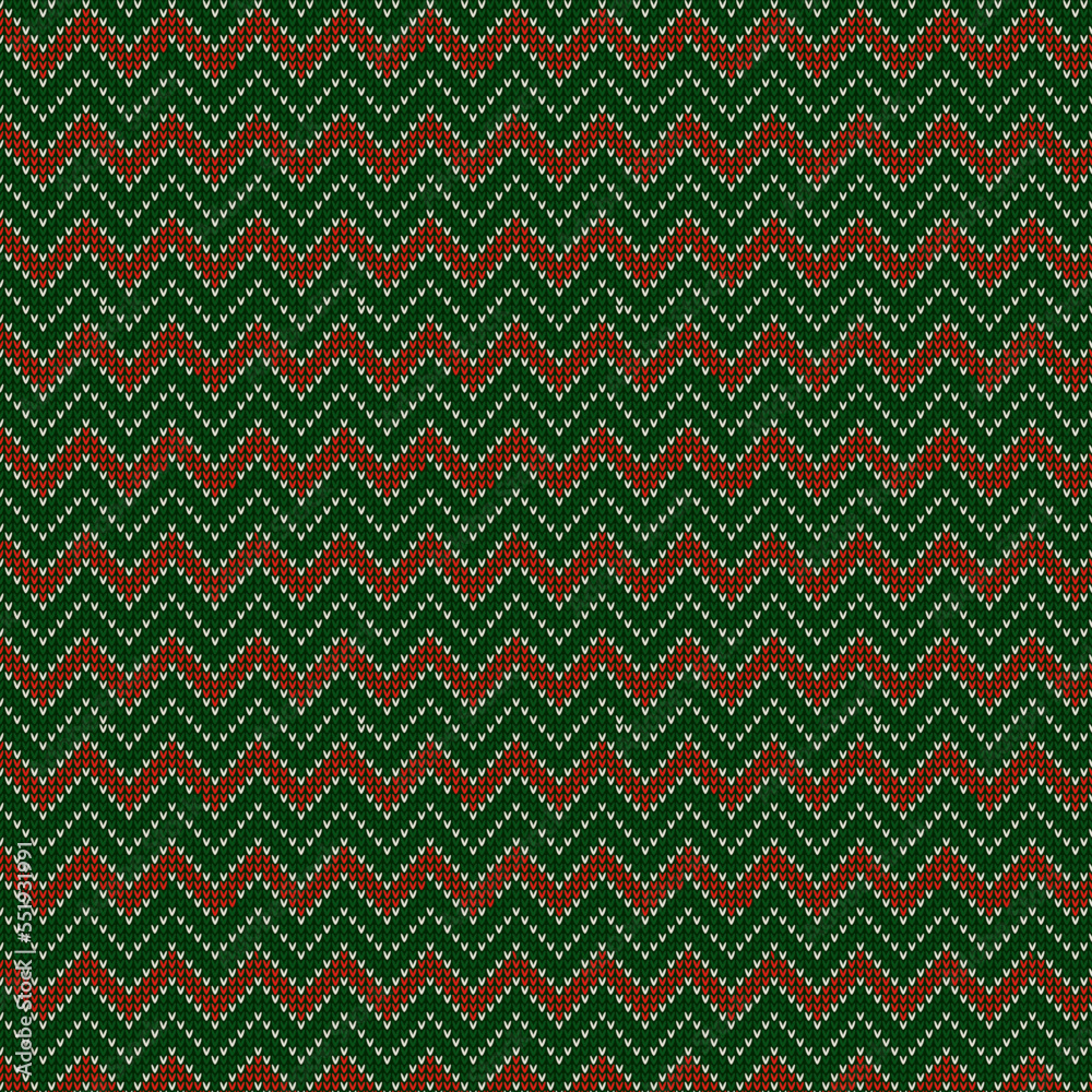 winter seamless pattern, green knitted sweater 