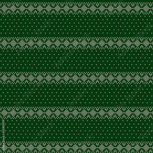 winter seamless pattern, green knitted sweater 