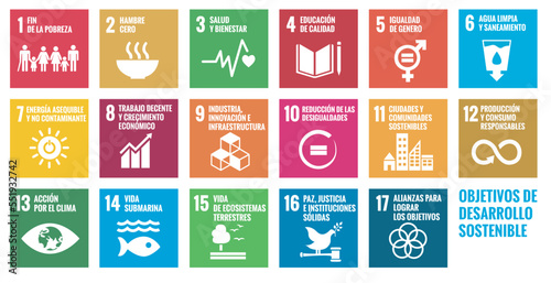 Sustainable Development Goals. ONU. Sixteen SDGs vector.