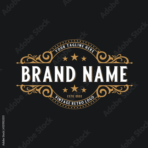 luxury logo vintage design. full of flourishing decorations and ornaments