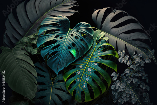 Dark green tropical leaves ...