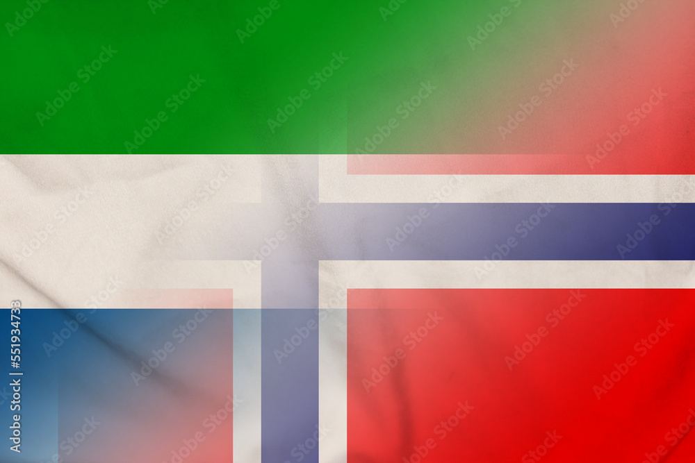 Obraz premium Sierra Leone and Norway state flag transborder contract NOR SLE