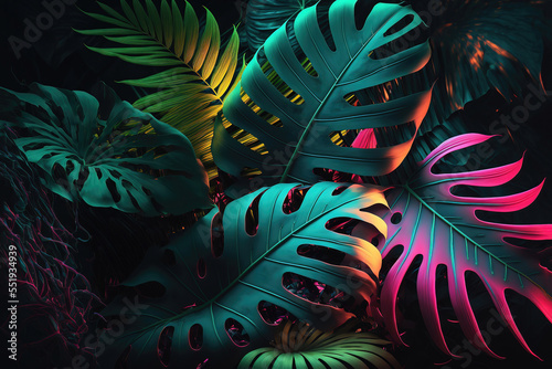 Dark green tropical leaves ...