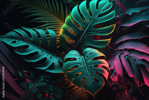 Dark green tropical leaves ...
