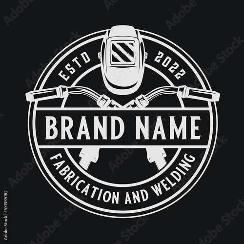 welder logo design. with Welding mask Icon, welding job.