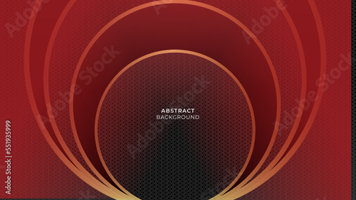 Dark red and gold abstract background luxury light golden line template premium design . Elegant circle and golden element decoration illustration for cover magazine , poster , flyer , invitation.