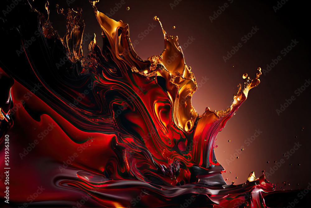 Liquid splash abstract background in red and gold Stock Illustration ...