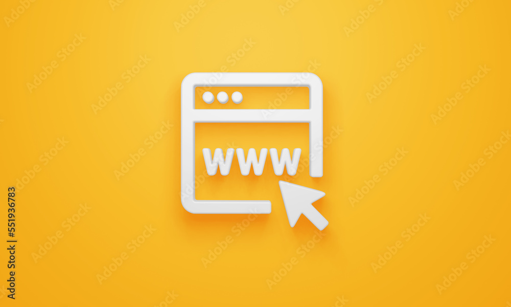 Minimal cursor browser symbol on yellow background. 3d rendering. Minimal cursor browser symbol on yellow background. 3d rendering.